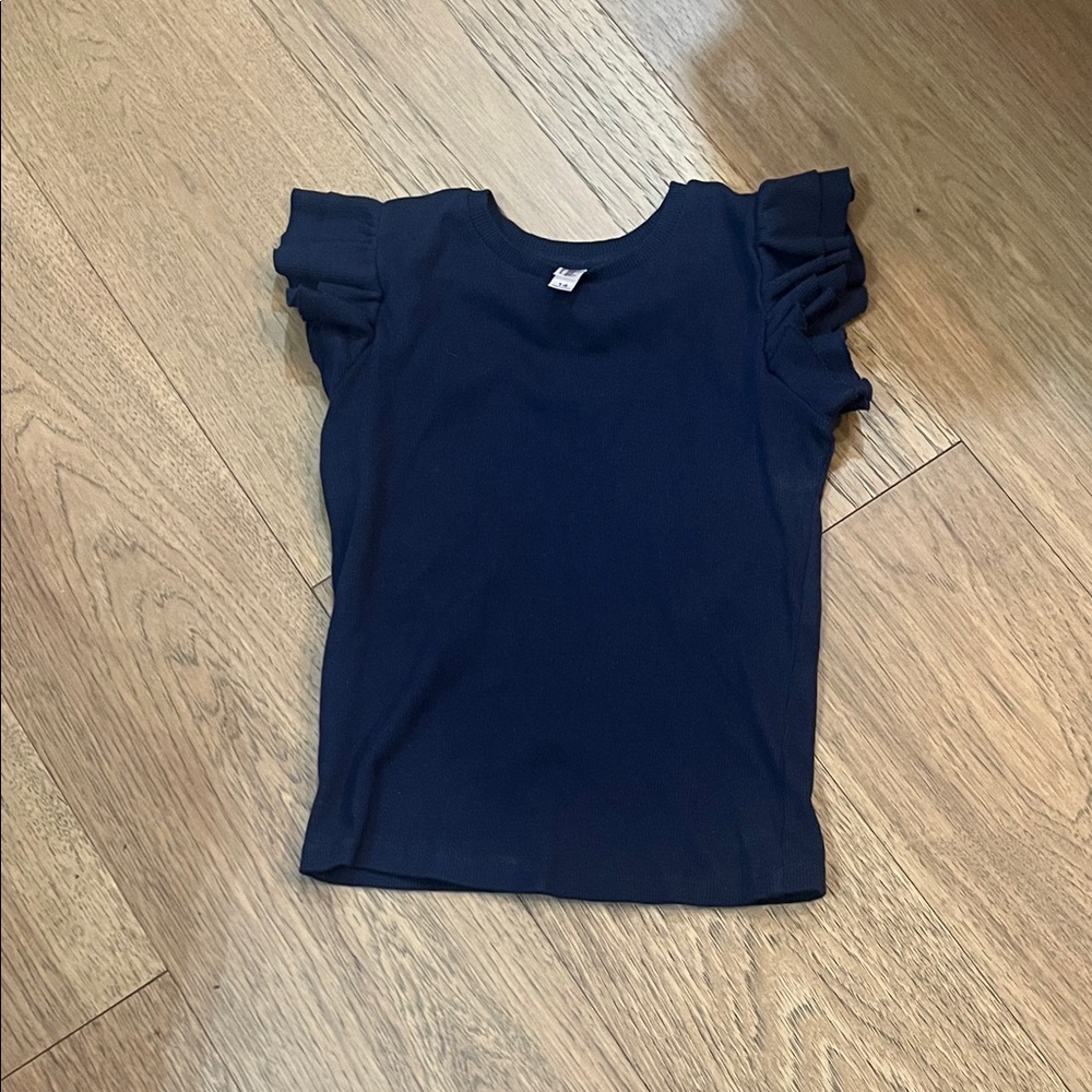Francesca's Collections Navy Ruffle Sleeve Tank Top